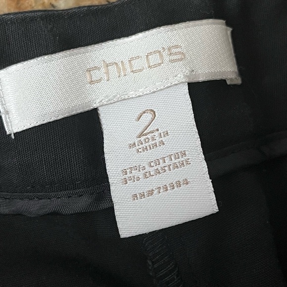Chicos Womens Straight Leg Pants Black Mid Rise Stretch Pockets 2 US 12/14 - Picture 5 of 9